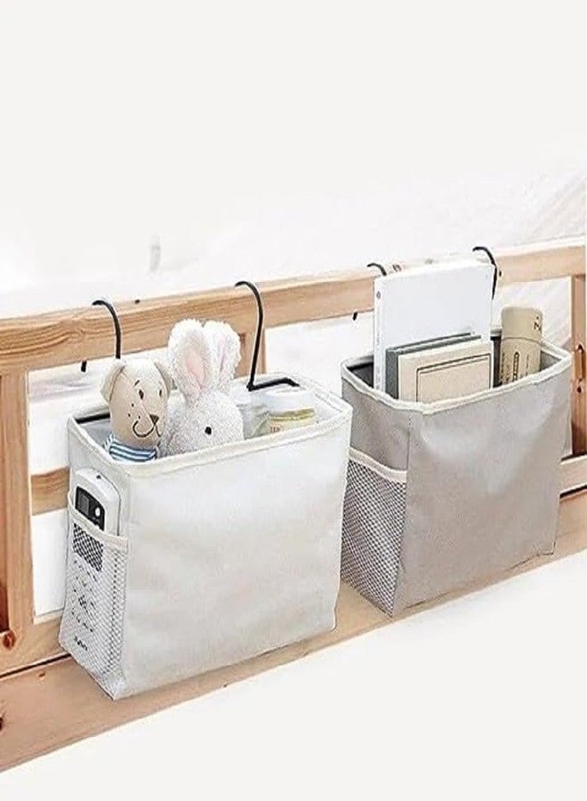 HEVIR Bedside Caddy Essentials Pocket Hanging Storage Organizer - Sofa Side Hanger Holder Bag for Dorm, TV Remote Control, Phones, Magazines, Tablets - Hanging with Metal Hooks(Pack of 1, Multicolor) - Image 4